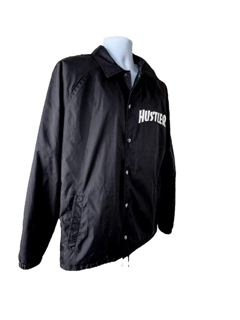 Men’s Hustler Black Windbreaker Jacket with Back Logo - Picture 2 of 5